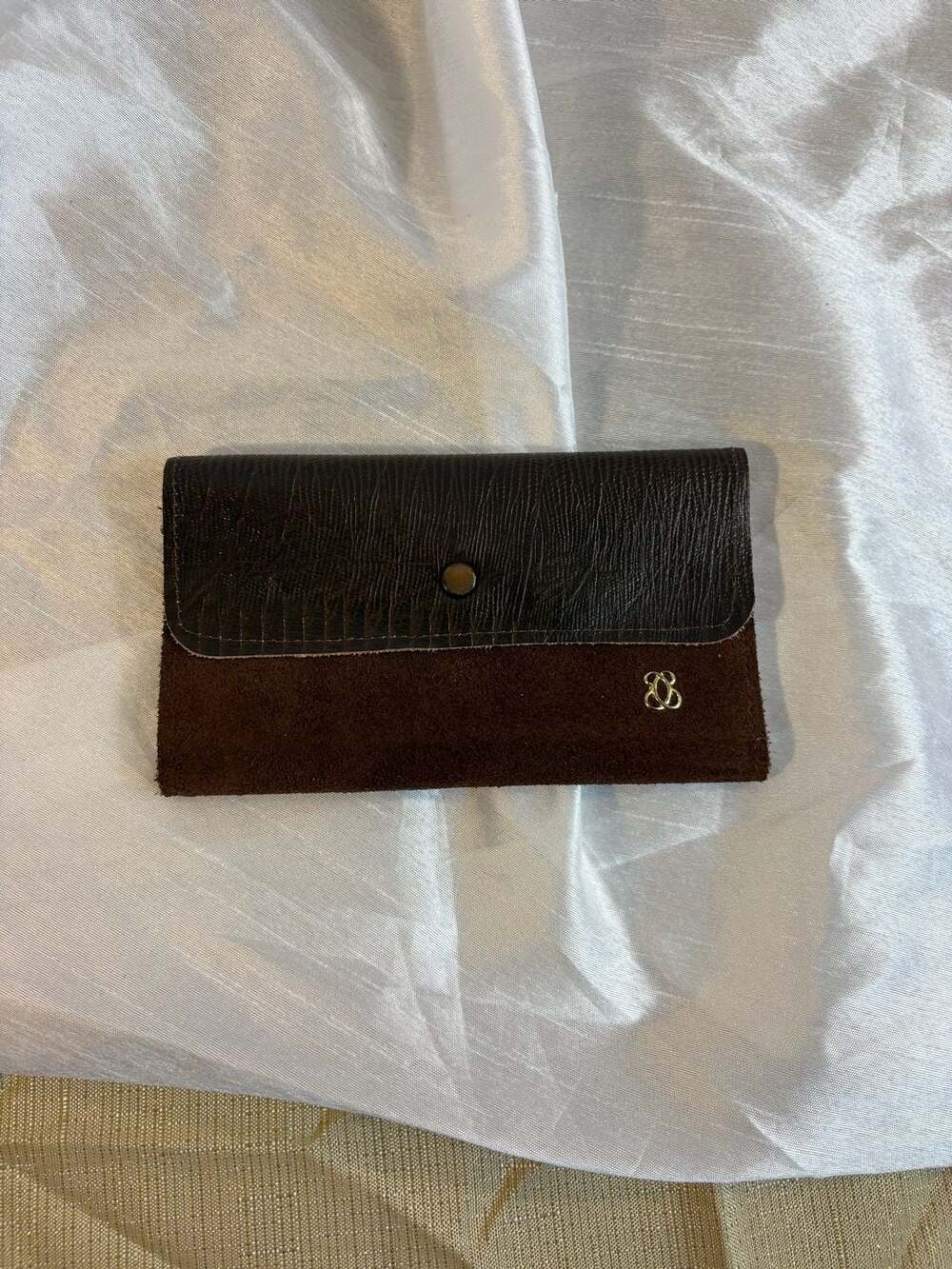 Vintage Brown Leather Checkbook Wallet Organizer